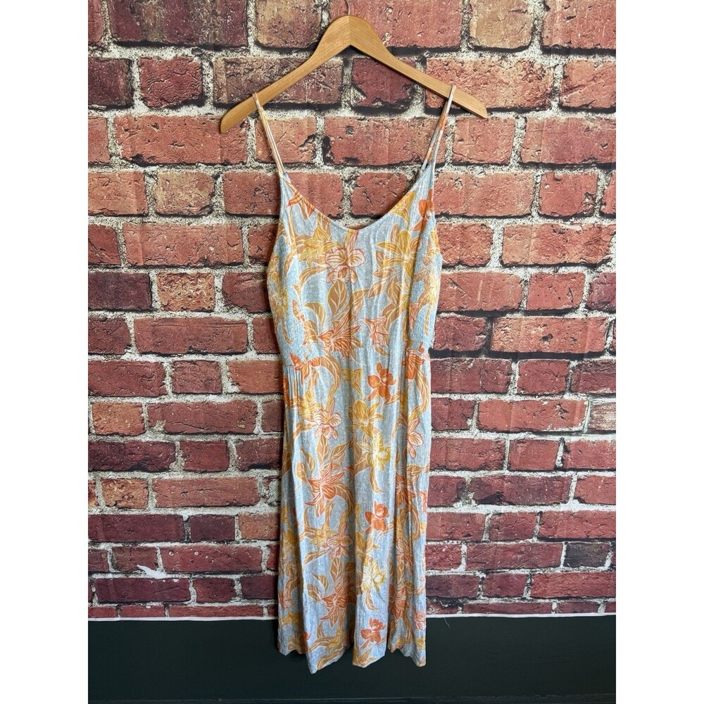 Roxy Womens Blue Sleeveless Floral Midi Dress Summer Flowy Size Medium